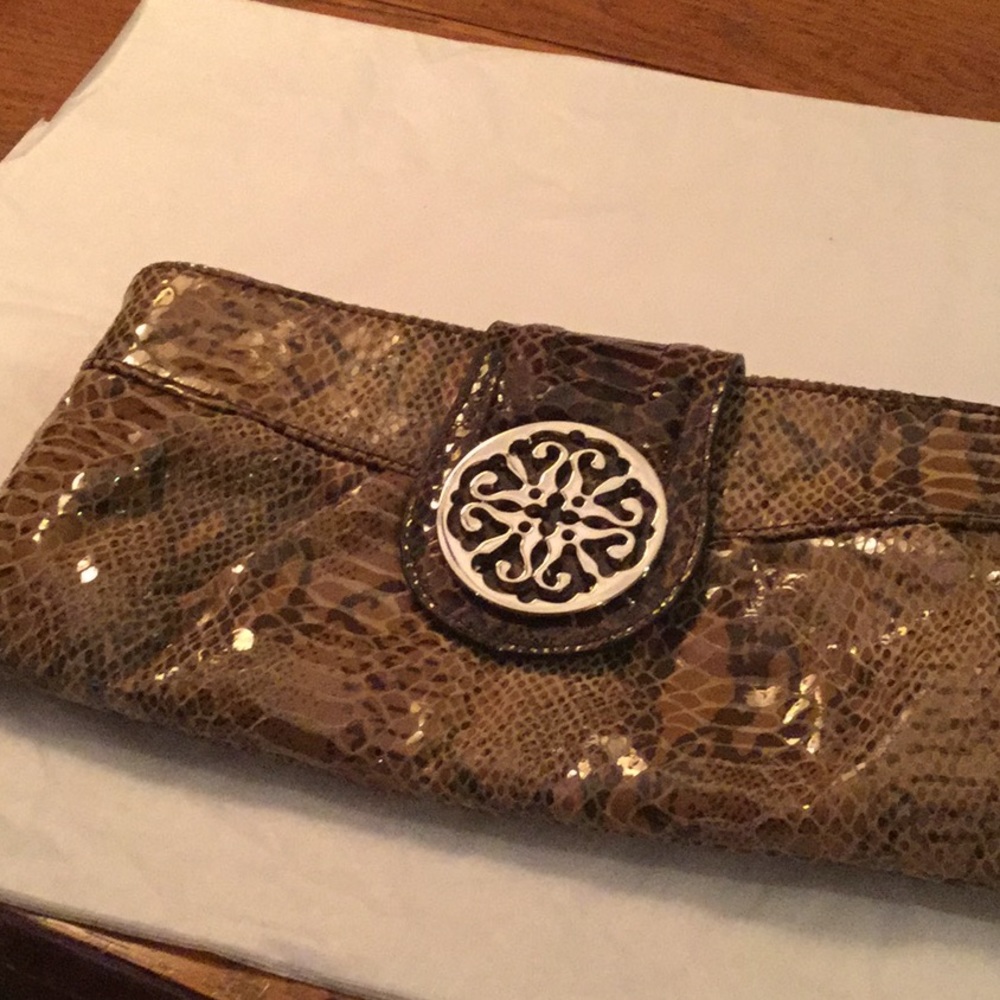 Solina Leather Snake Print Wristlet EUC FIRM